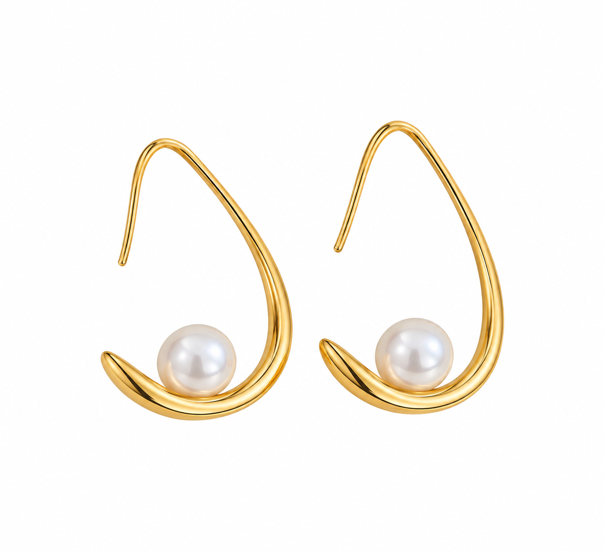 Pearl Accent Hoop Earrings