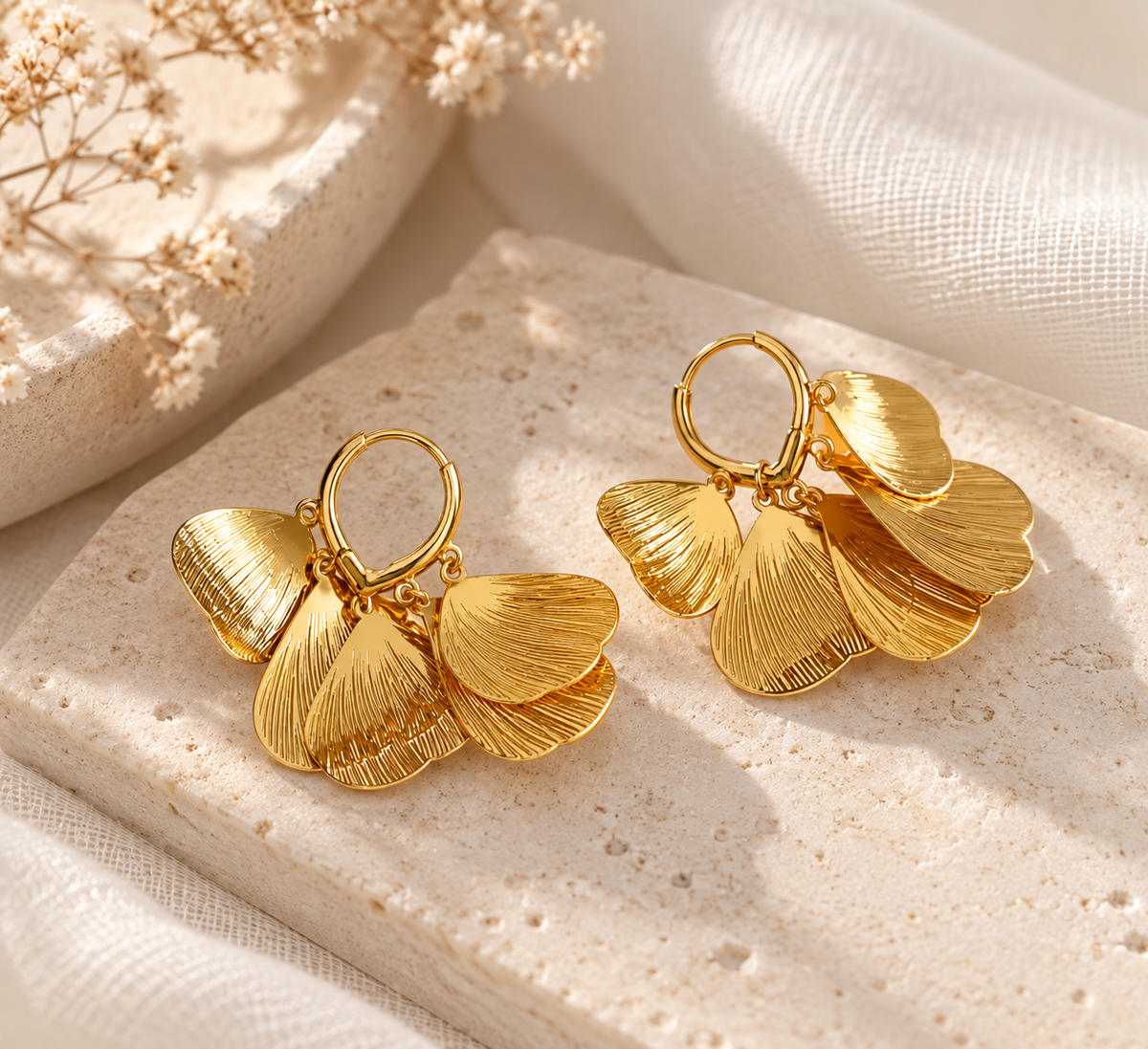 Layered Petal Drop Earrings