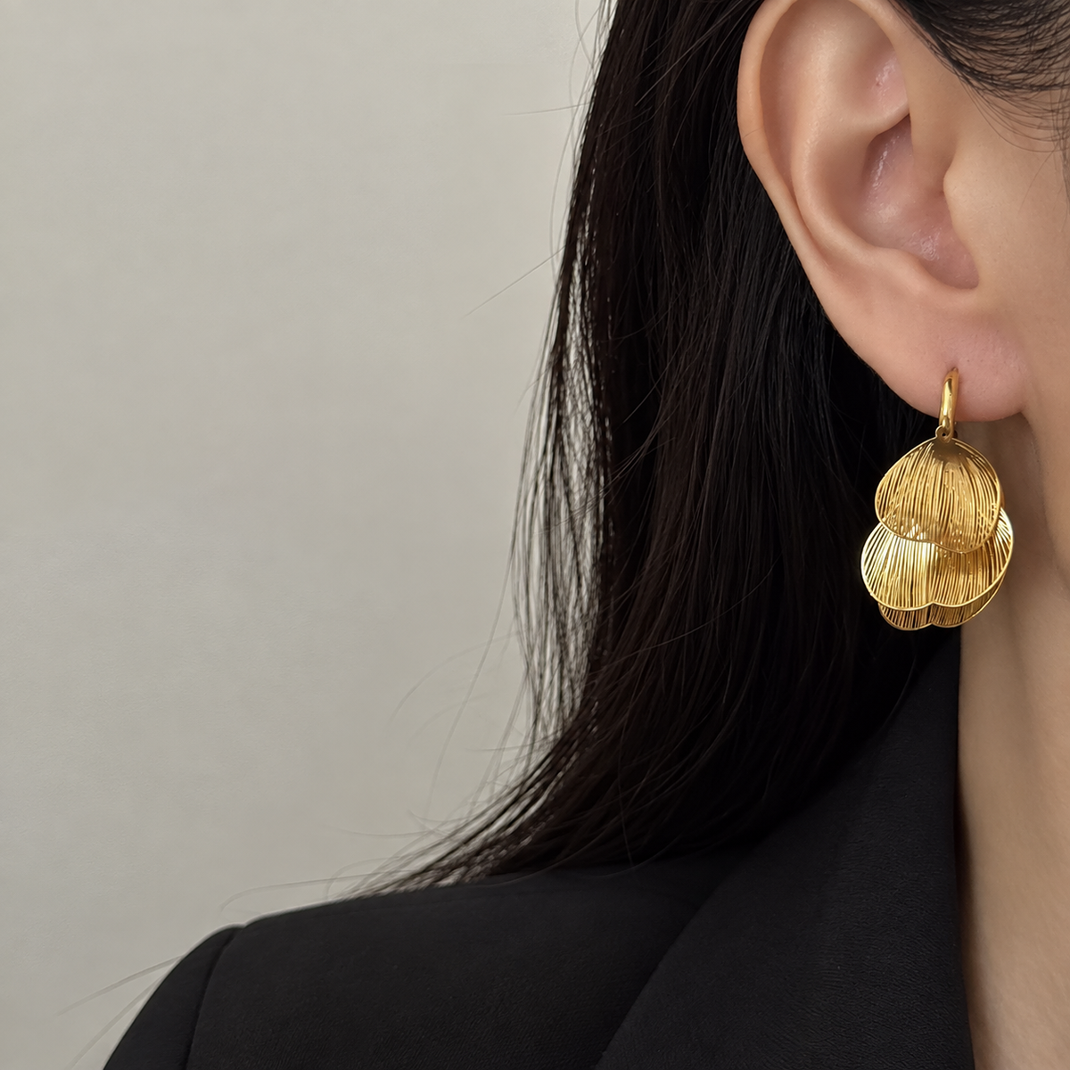 Layered Petal Drop Earrings