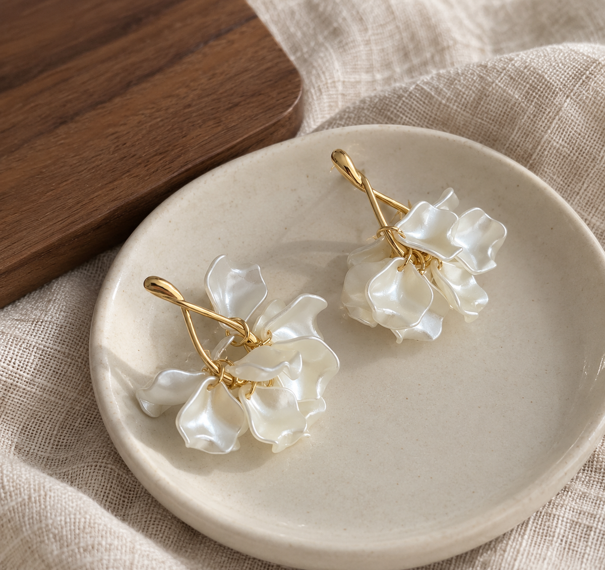 White Floral Drop Earrings