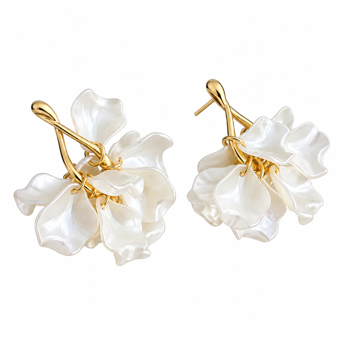 White Floral Drop Earrings