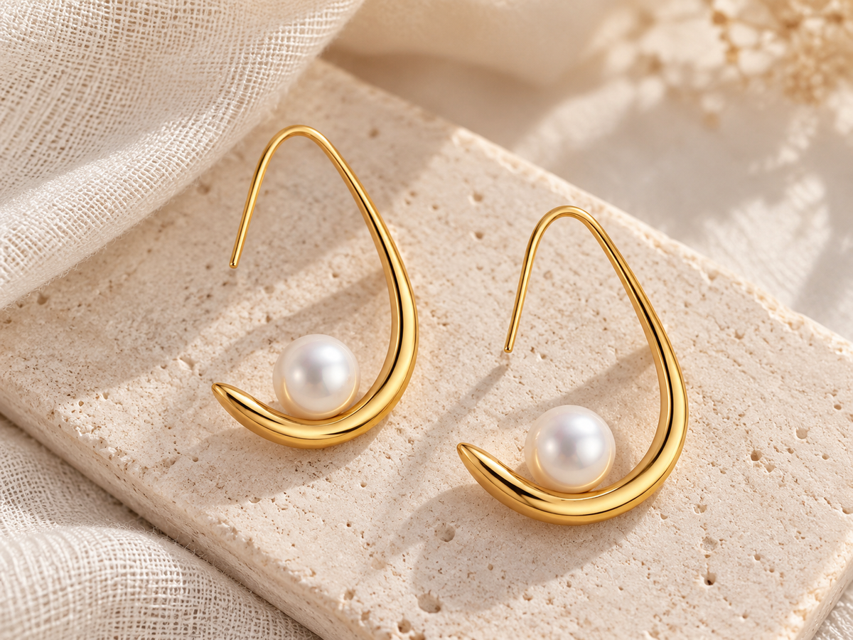 Pearl Accent Hoop Earrings